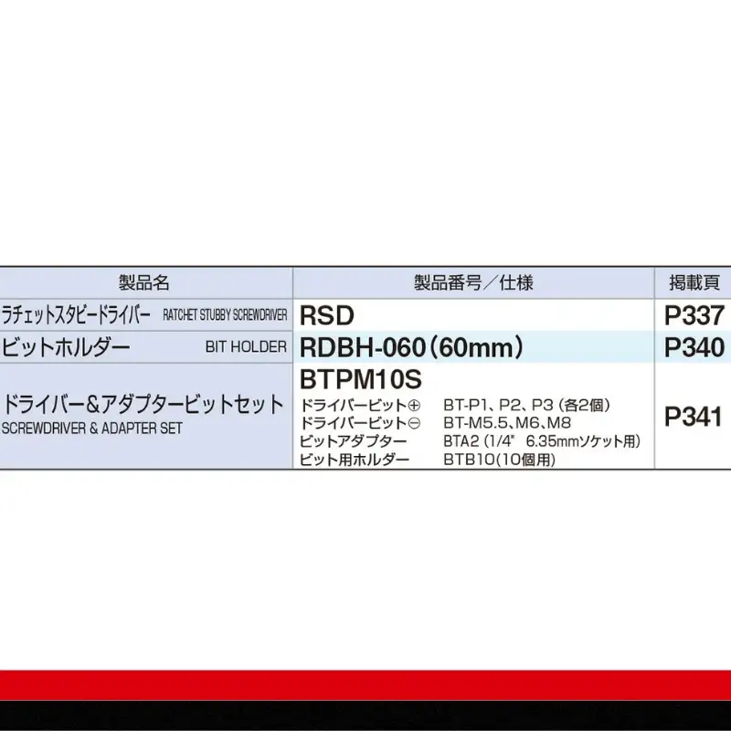 TONE トネ ラチェットスタビードライバーセット ( RSD10S ) 15001-30025152 