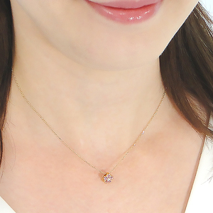 6-3 ネックレス K18YG ピンクサファイア ダイヤモンド 0.06ct フラワーモチーフ 桜 リバーシブル ペンダント 伏せ込み 裏 ダイヤ【f171-k18yg-psa】 ALPAZ008