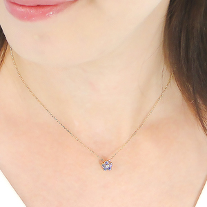 6-5 ネックレス K18YG タンザナイト ダイヤモンド 0.06ct フラワーモチーフ 勿忘草 リバーシブル ペンダント 伏せ込み 裏 ダイヤ【f171-k18yg-ta】 ALPAZ006