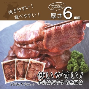[定期便：6か月連続] [仙台名物] べこ政宗【訳アリ 牛たん塩】750g (250g×3パック) [0262]