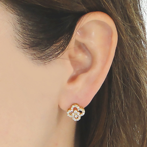 6-10 ピアス K18YG ダイヤモンド 0.8ct スタッドピアス クローバー 四つ葉 フラワー 花 ダイヤモンドピアス レディース Wロックキャッチ 【f251-k18yg-d】 ALPAZ001