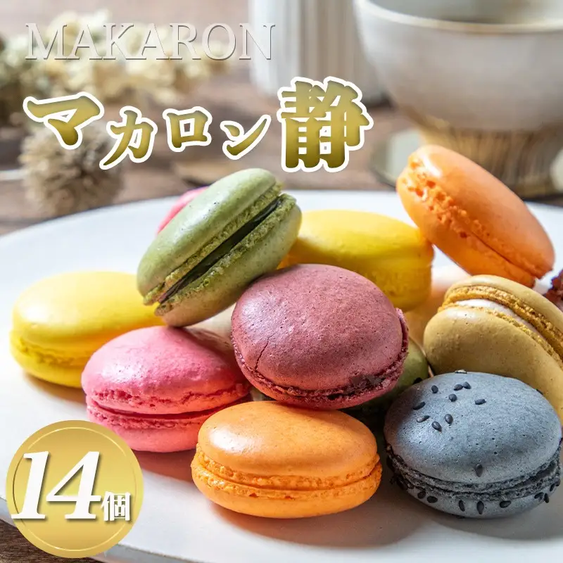 静マカロン14個セット〔11-C202〕_(都城市) スイーツ 合計14個 個包装 日向夏 マンゴー いちご ショコラ バイオ茶 黒ごま ラムレーズン コーヒー 塩キャラメル ショコラフランボワーズ お菓子 おやつ おうち時間 ごほうびスイーツ 贈答 プレゼント