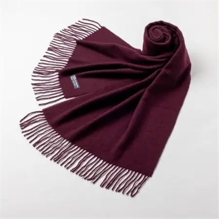 【B1-4】大判　カシミヤ100%　マフラー(ボルドー)_装飾品・工芸品 マフラー・手袋 服飾小物 _【1491196】