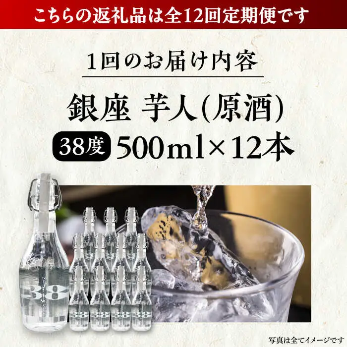 【全12回定期便】芋焼酎 銀座芋人 （原酒） 500ml×12本（38度）[VDA023] 焼酎 酒 いも焼酎