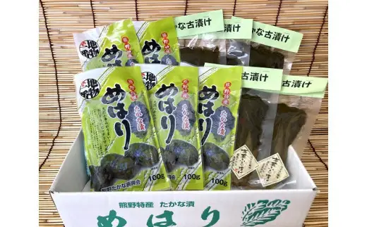 熊野特産 たかな漬「めはり」100ｇ×5袋 古漬け100ｇ×5袋 【化粧箱入り】【astk0015】