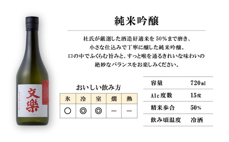 日本酒  北西酒造 文楽 純米吟醸・生もと純米酒 純米セット 720ml 2種×各1本 計2本