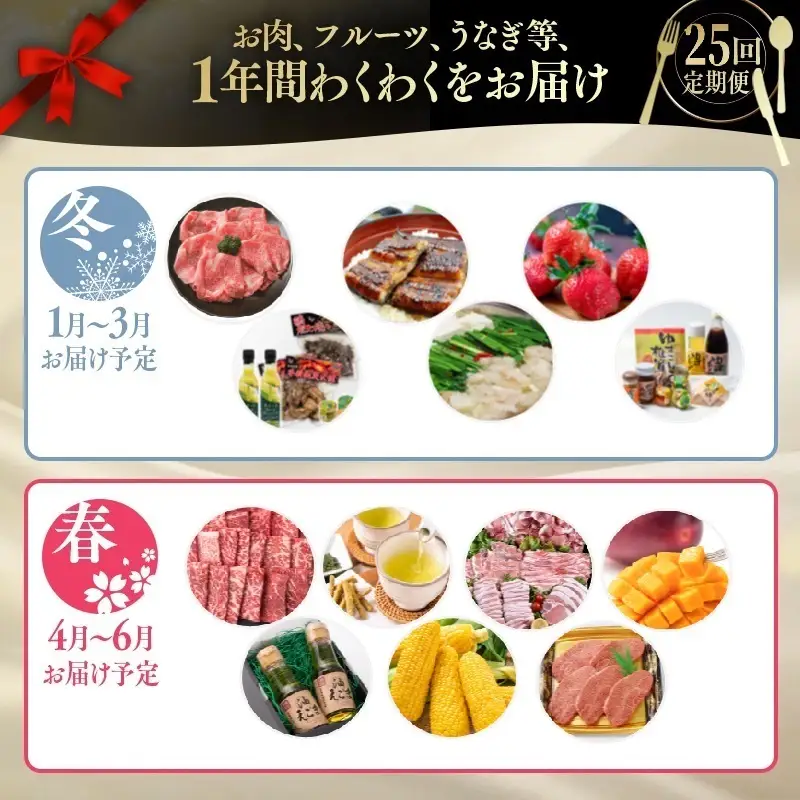 【季節の定期便F】12ヶ月毎月届く 西都まるごと堪能セット25品お届け！【ダイアモンドコース】マンゴー 宮崎牛 うなぎ 牛肉 豚肉 鶏肉 すき焼き 鍋等＜1-6a＞
