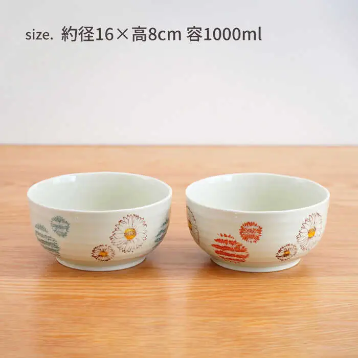 【波佐見焼】 フラワー ペア麺 どんぶり 丼ぶり【団陶器】[PB130]