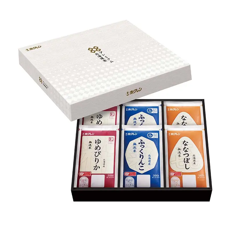 令和7年産 ホクレン 北海道米プレミアムギフト300g（2合）×6（無洗米） ゆめぴりか ふっくりんこ 喜ななつぼし 各300g×2 3種セット 計1.8kg 食べ比べ ごはん こめ 白米  F6S-590