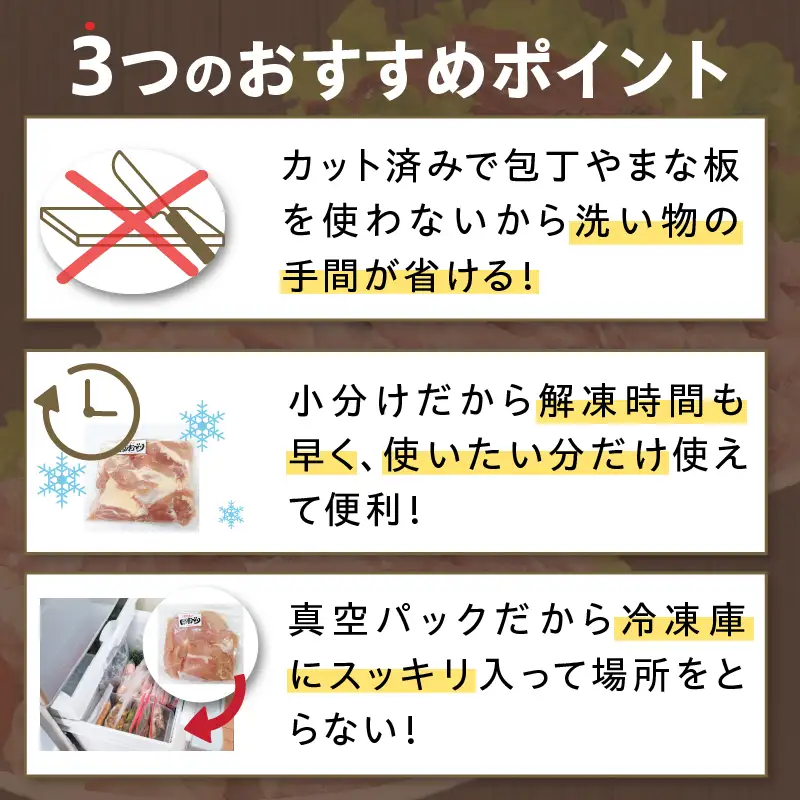日南どり よりどり セット 合計3kg 鶏肉 国産 チキン もも切身 手羽先 手羽中 手羽元 小分け 便利 おかず おつまみ お弁当 食品 真空パック から揚げ 焼肉 お取り寄せ グルメ おすすめ 万能食材 おすそ分け ご褒美 記念日 お祝い 宮崎県 日南市 送料無料_CB85-24