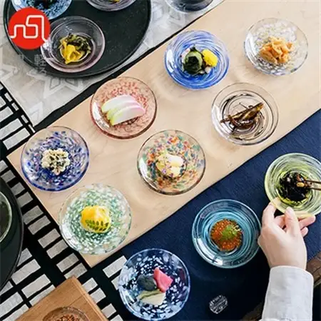 津軽びいどろ色色豆皿 4種 (菜の花・若葉・ねぶた夜祭・水鞠)_装飾品・工芸品     雑貨・日用品 皿・椀 食器 _【1490561】