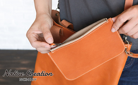 インナーポーチ Native Creation 栃木レザー 本革 インナーポーチ CAMEL
