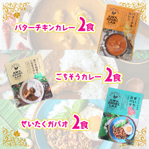 【お中元用】 旅する阿波尾鶏シリーズ 3種 各2食入 計6食 バターチキンカレー ごちそうカレー ぜいたくガパオ カレー ガパオ タイ料理 常温 レトルト