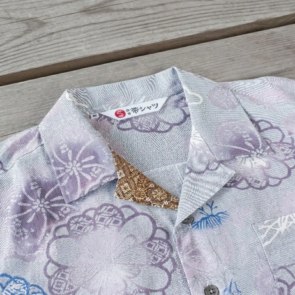 島田帯シャツ（松竹梅と菊柄）M ファッション 服 男性 メンズ 