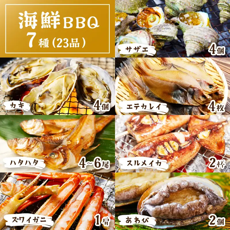 大満足！京丹後・海鮮BBQ　Fセット　豪華盛り合わせ　生ズワイガニ　アワビ付　7種23品（4～5人前）（2026年4月中旬～発送） 魚介類 さざえ 蠑螺 カキ かき かに カニ ずわい蟹 ズワイ蟹 バーベキューキャンプ アウトドア 個包装 冷凍