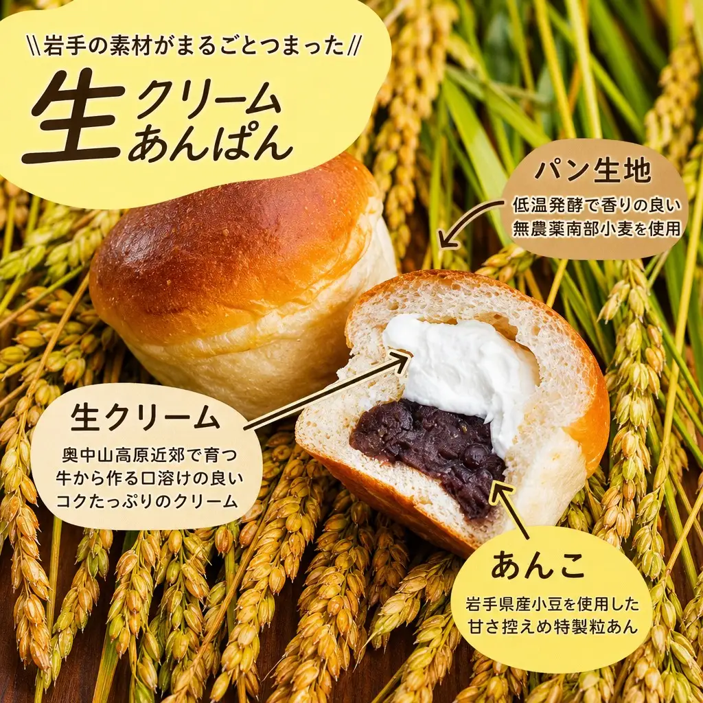 岩手まるごと生クリームあんぱん　5個入り【357N】