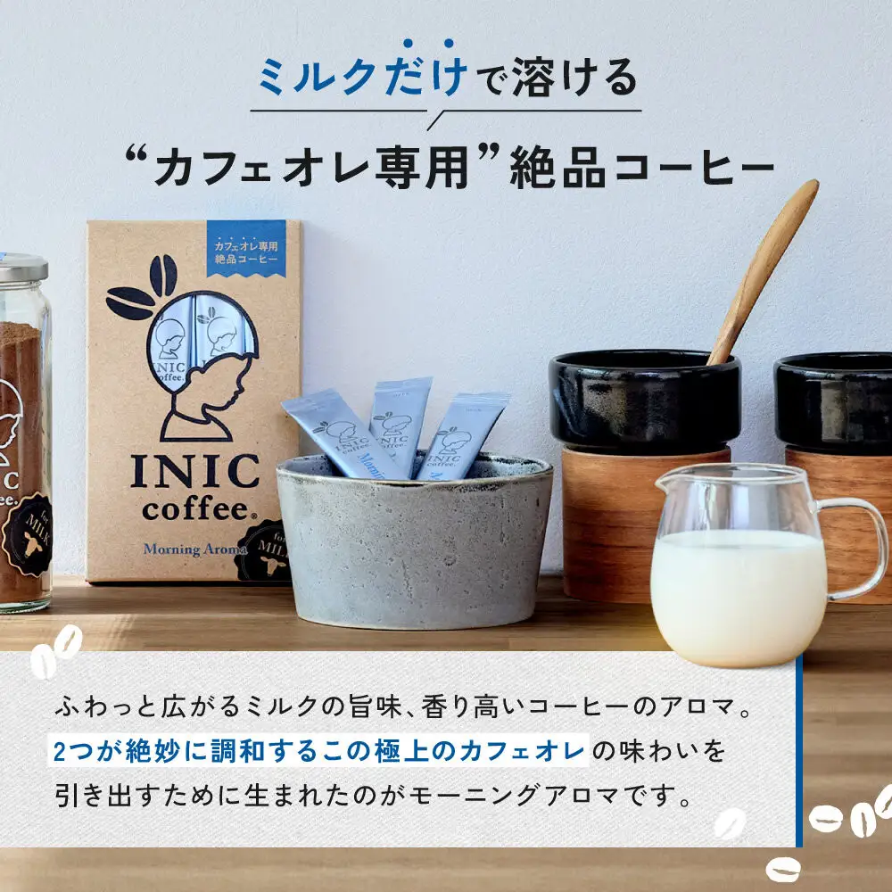カフェオレ スティック INIC coffee モーニングアロマ30本 粉末 スティックコーヒー 極上 本格的 持ち運び オフィス 個包装 砂糖不使用 イニック インスタント