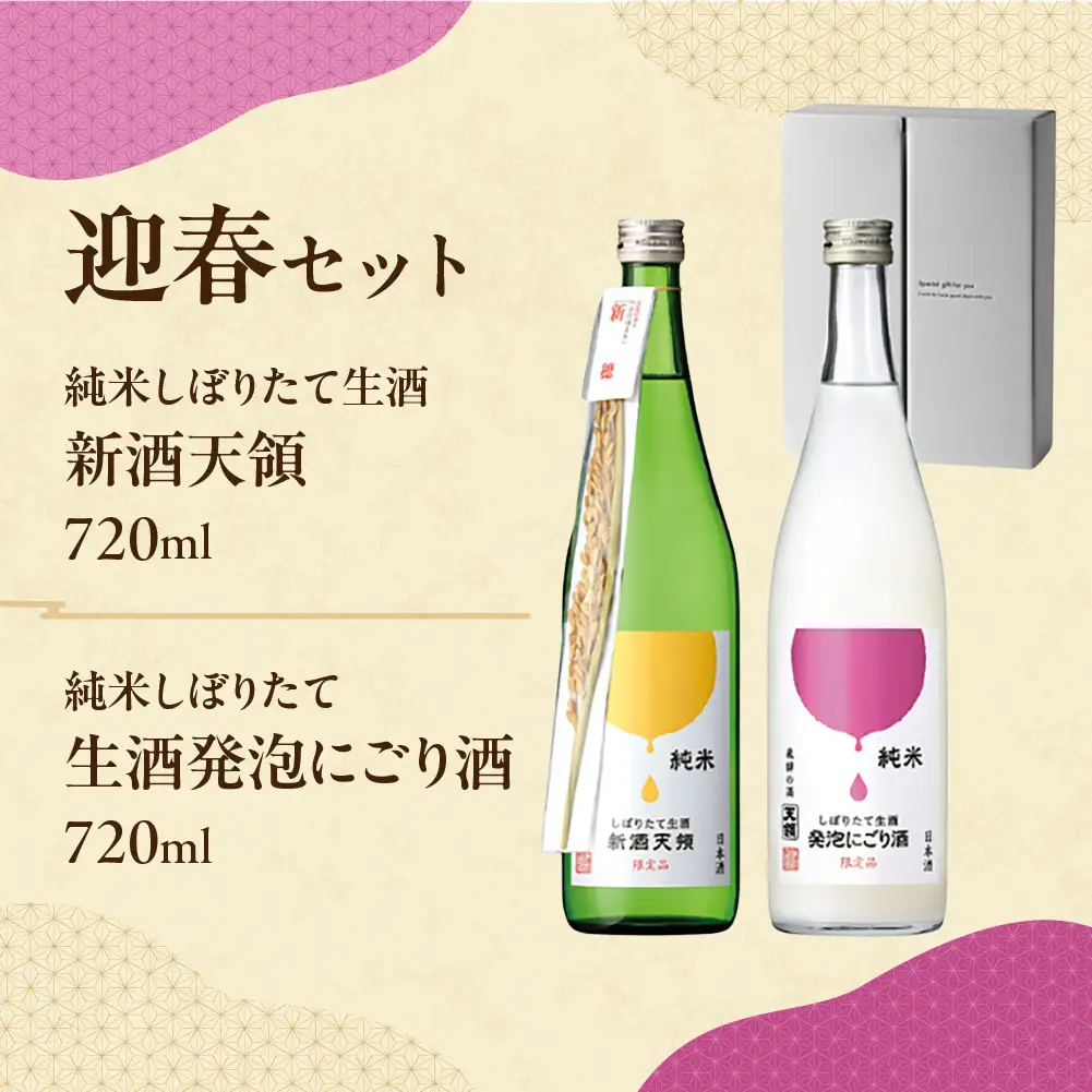 先行予約（2026年11月上旬頃から順次発送）（迎春セット）純米しぼりたて生酒　新酒天領 720ml・純米しぼりたて 生酒発泡にごり酒 720ml【2-38】