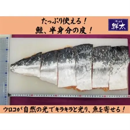 釣りエサ用「鮭の皮」フリーカット約400g(深海・中深海釣りなど)お好きなサイズにカットしてください_雑貨・日用品 アウトドア用品 スポーツ・アウトドア用品 _【配送不可地域：離島】【1502932】