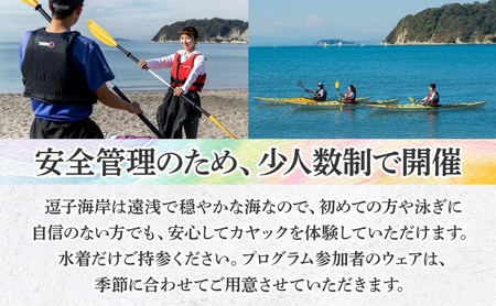 【逗子海岸・エバーリゾート 】シーカヤックで海上ツーリング 半日体験１名様 体験 海 カヤック ガイド ランチ 無人島 波 水着 ウエットスーツ 逗子海岸 エバーリゾート 神奈川県 逗子市