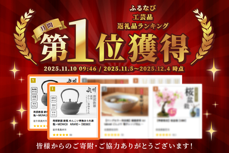 【1ヶ月以内で発送予定】 南部鉄器 鉄瓶 めんこい寒梅あられ鉄瓶～MENKOI　ARARE～ [BE003]