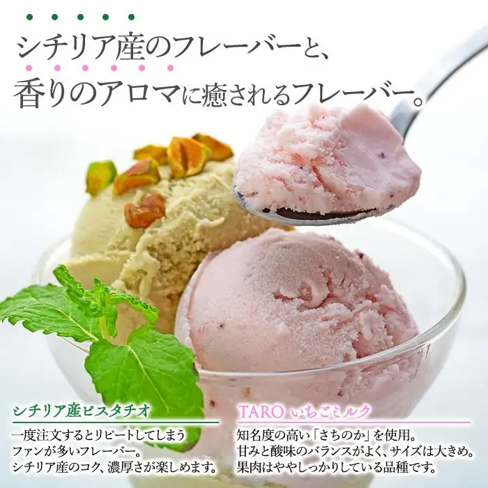 【数量限定】ジェラート 食べ比べ  シチリア産 ピスタチオ TAROいちごミルク（500ml×2種）