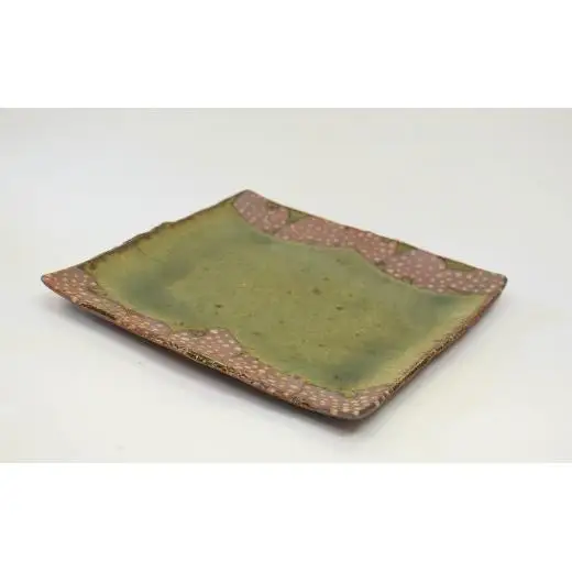 釉彩角皿 ドット模様 和食器 お皿 陶芸品《受注制作》皿 中皿 正方形 和食器 おすすめ プレート パスタ皿 サラダ皿 食器 おしゃれ モダン 陶芸 陶器 陶芸作家
