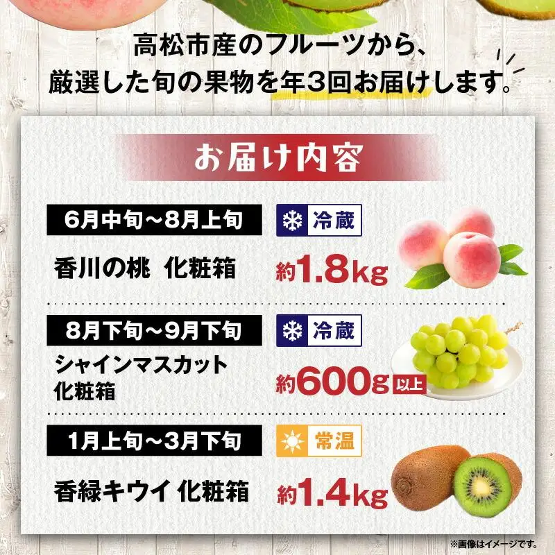 【ALL化粧箱】【3回お届け】高松市自慢のフルーツ定期便【I】