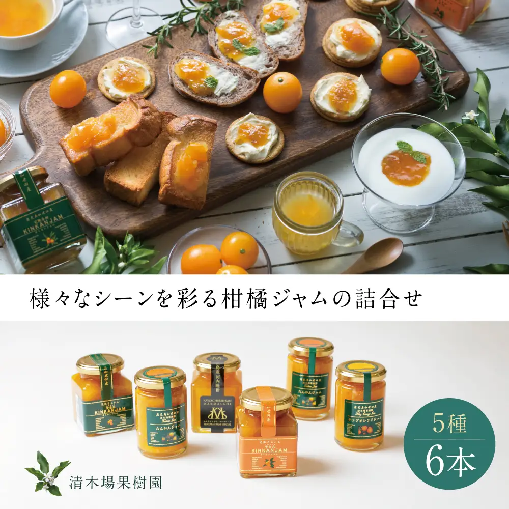 【産品コンクール金賞受賞】金柑・オレンジジャム詰め合わせ 6本（5種） ジャム マーマレード 朝食 パン セット ギフト 贈答 清木場果樹園 鹿児島 南さつま市