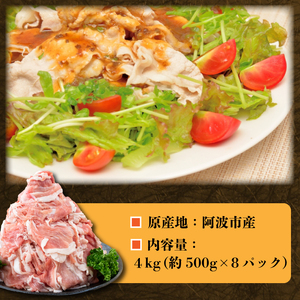 国産 豚肉 切り落とし 約4kg 豚肉 【9月発送】