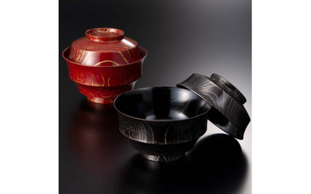 山中塗　嘉匠菴　欅4.3駒形煮物椀　赤摺　ゴールド　 復興　震災　コロナ【能登半島地震復興支援】 北陸新幹線 F6P-0177