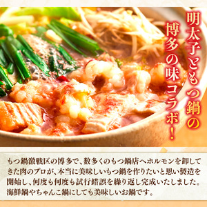 【毎月定期便】訳あり!博多明太もつ鍋セット 10人前 2400g 全3回　AO117