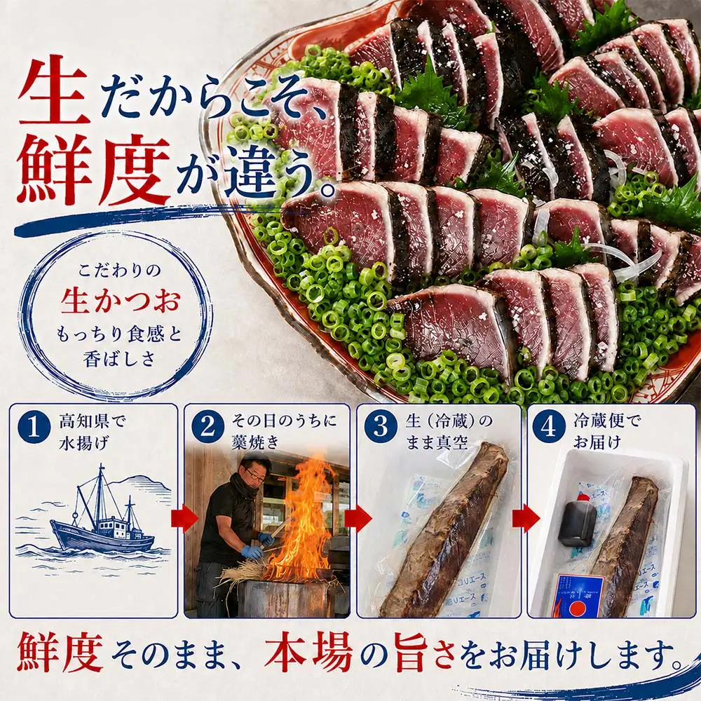 【冷蔵】 藁焼き かつおのたたき 1節 （300g～400g)  特製タレ 専用塩 セット【R01666】