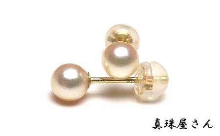 真珠屋さん ベビーパール アコヤ本真珠 ホワイトピンク 高品質K18ピアス