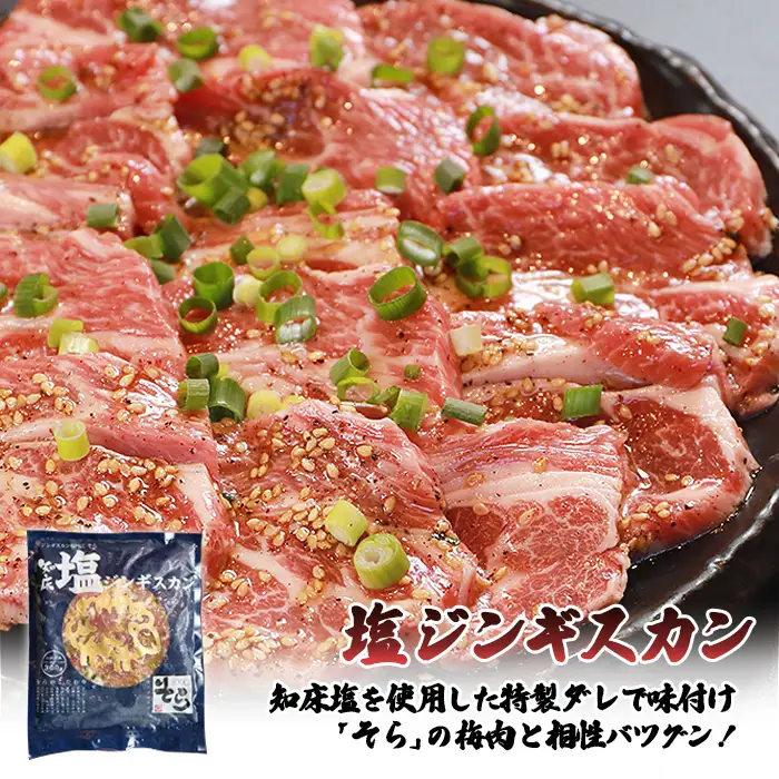【定期便：全3回】知床ジンギスカン店「そら」知床ジンギスカン味付き「塩ダレ」生ラム肩ロース900g（300g×3）【1601701】