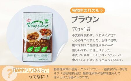 カレー 植物生まれのブラウンルゥ 3袋セット   ハヤシ ルー  米粉 植物性  グルテンフリー 井上スパイス