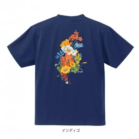 JTTA公認　卓球ユニフォーム【男女兼用(ドライ):Lサイズ】フラワー　インディゴ_装飾品・工芸品  洋服 _【1518840】