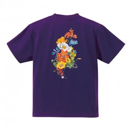 JTTA公認　卓球ユニフォーム【男女兼用(ドライ):Lサイズ】フラワー　パープル_装飾品・工芸品  洋服 _【1518843】