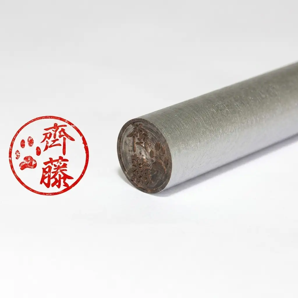 印鑑 犬 猫 肉球 本水牛 ペット 印鑑【直径12mm ケース付き】 【46311026】