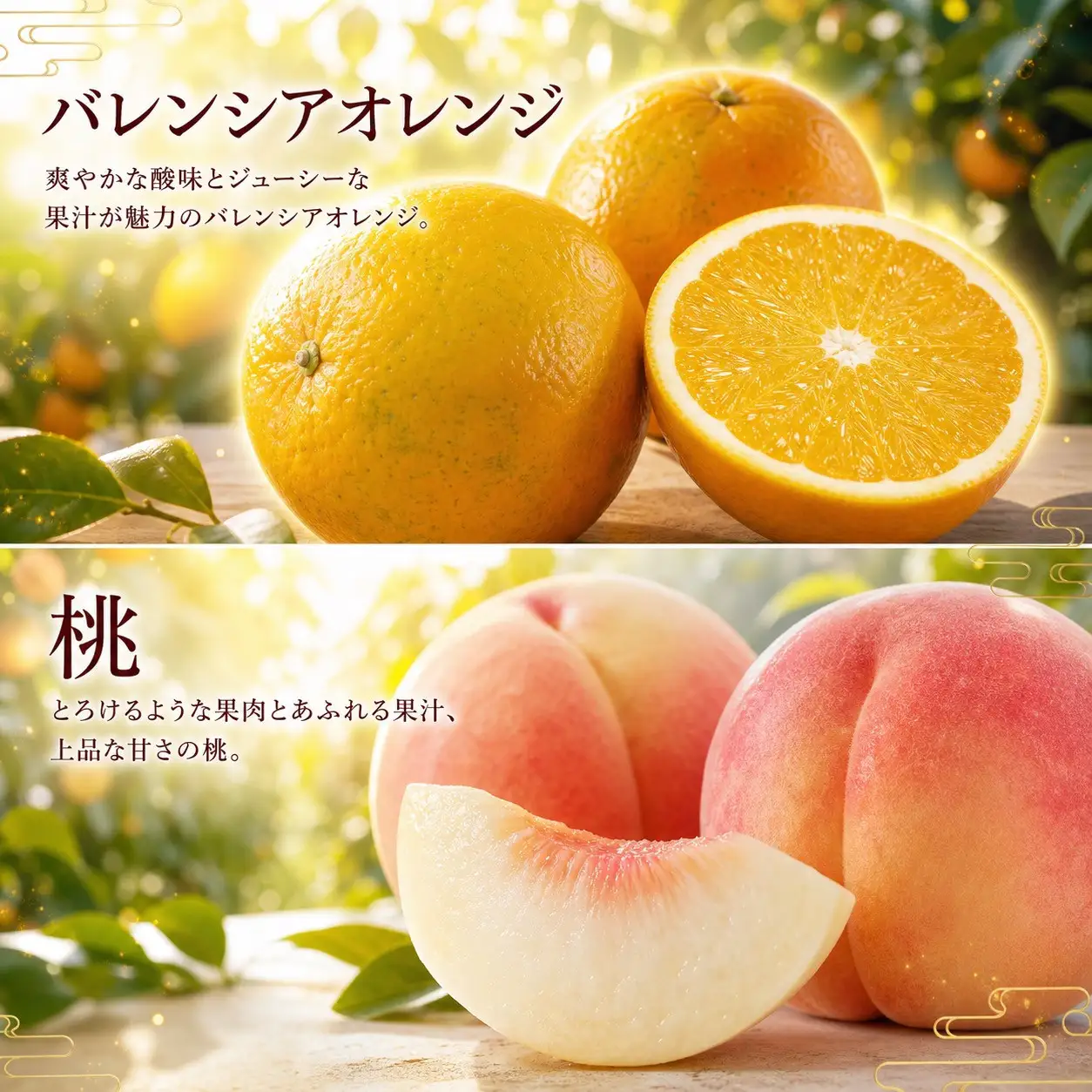 【7・8・10・12月 全4回】紀州和歌山産旬のフルーツセット（バレンシア・桃・ひらたねなし柿・みかん）【UT80】