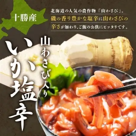 十勝 山わさび入り イカの塩辛 100g×4個 ご飯のおとも 北海道 帯広市_惣菜・加工品  缶詰・瓶詰 _【配送不可地域：離島】【1513910】