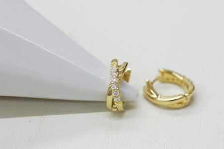 K18 イエローゴールド ダイヤフープピアス 中折れ式 0.16ct 0114466