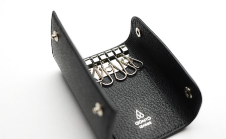 【GOMYO　LEATHER】猪革　手縫いキーケース（黒） ファッション 小物 