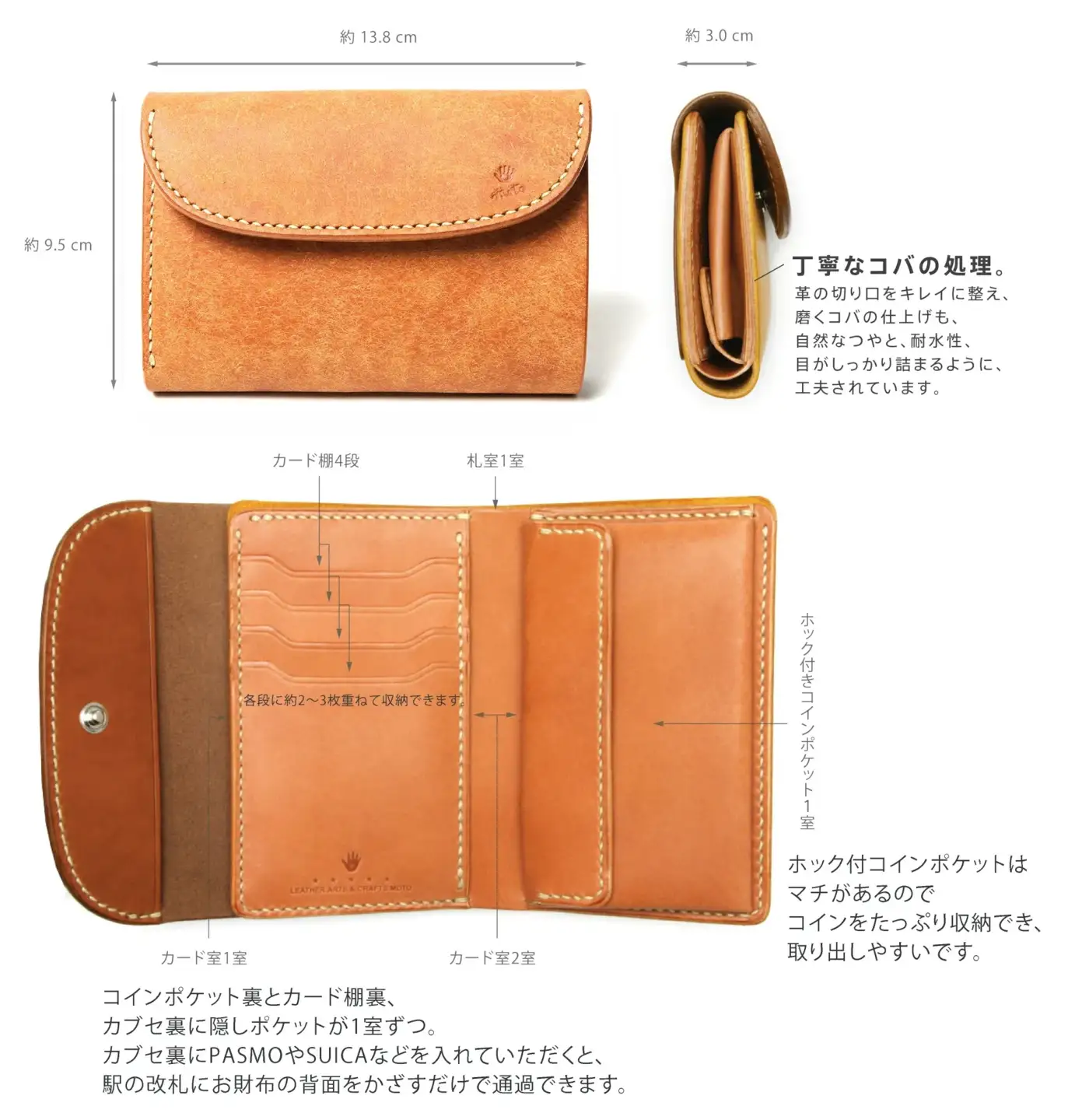 本池秀夫監修 ＭＯＴＯマットバケッタ三つ折りミドルウォレット（BLUE）