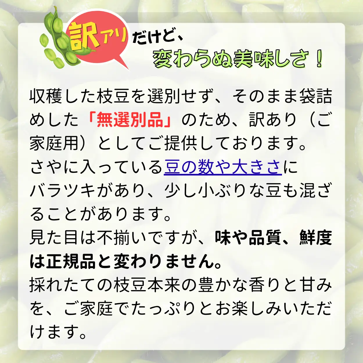 えだまめ 3kg 訳あり 枝豆 えだ豆 秋田県 井川町産えだまめ