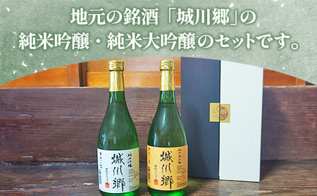 ＜日本酒 城川郷「純米吟醸」「純米大吟醸」飲み比べセット 720ml×2本＞ お酒 さけ ギフト 贈り物 贈答用 お祝い 御祝い 内祝い 家飲み 宅飲み お酒セット 乾杯 特産品 中城本家酒造 愛媛県 西予市【常温】『1か月以内に順次出荷予定』SNH0002