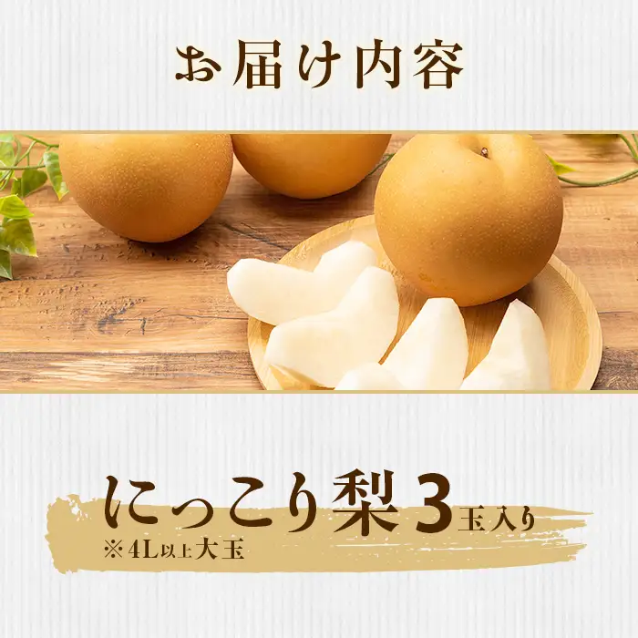 355 にっこり梨 約1.5kg 3玉 5L以上 大玉 梨 なし 先行予約 【2026年 10月上旬ころより順次発送予定】