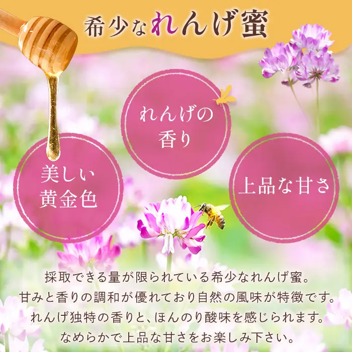 K-203-B ＜数量限定＞霧島産れんげ蜜(500g) ＜無添加 非加熱 着色料・保存料不使用＞ 純粋ハチミツ 100%天然【冨吉養蜂】霧島市 はちみつ 蜂蜜 ハニー 純粋 純国産