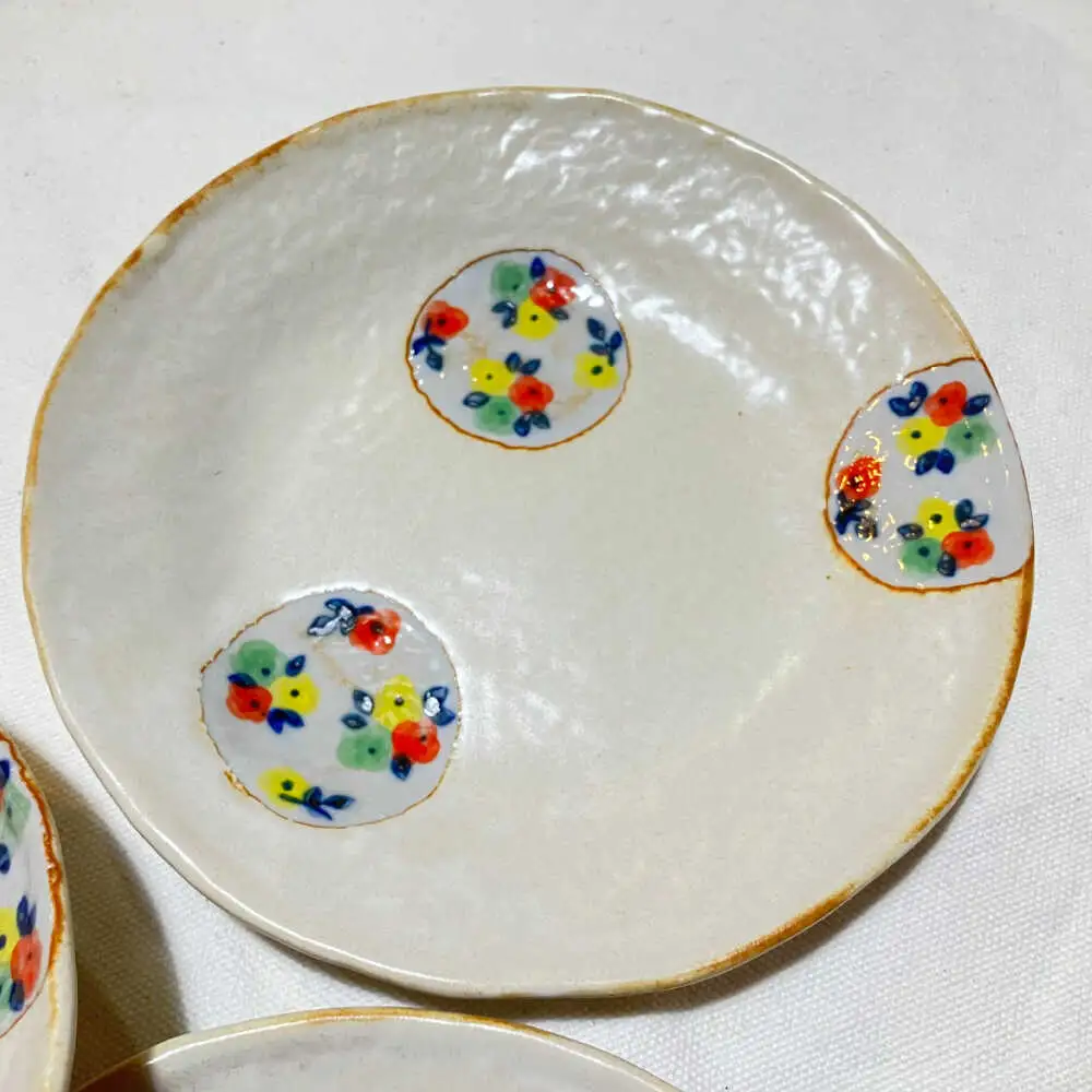 【瀬戸焼】丸紋花 取り皿5点セット 15cm【まるたか水野コーポレーション】[BBBF012]丸皿 お皿