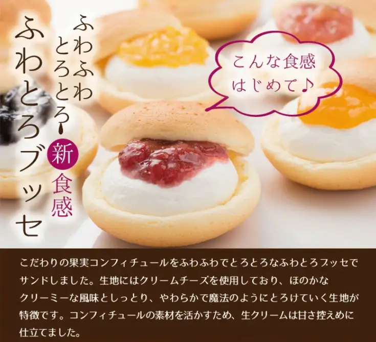 ふわとろカスタード10個入り（5種×各2個）【甘さ控えめ 洋菓子 ブッセ スイーツ 福井県産 フルーツ チーズ風味 高井屋】[A-019002]
